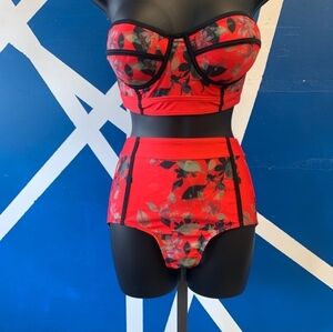 Modcloth Red and Black Bikini Set 2x NWOT